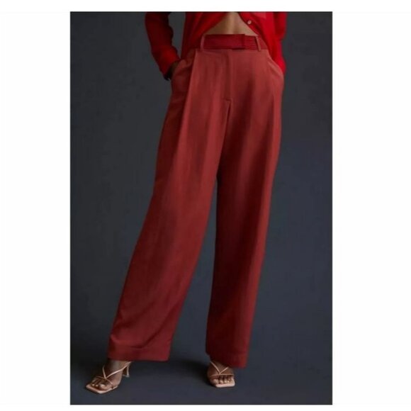 NWT ANTHROPOLOGIE TINY Noreen Trousers Dress Pants 10 Straight Leg High Waist - Picture 2 of 6